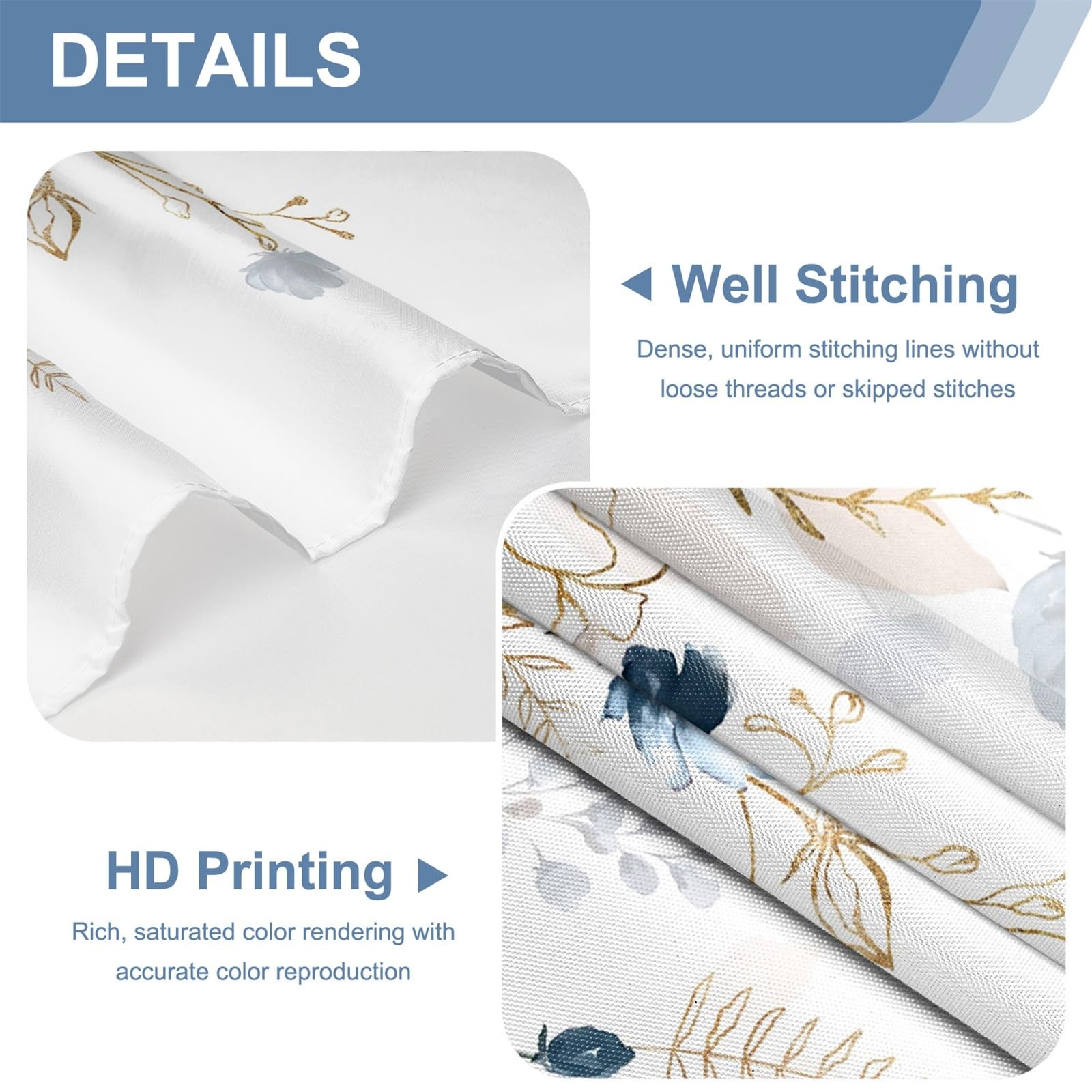 Custom Printed Bath Curtain — custom printed polyester bath curtain detail view