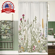 Cortina Pequena Ducha 36x72 Flores Botanicas Vintage 7 Ganchos Plastico Bano — custom printed polyester bath curtain