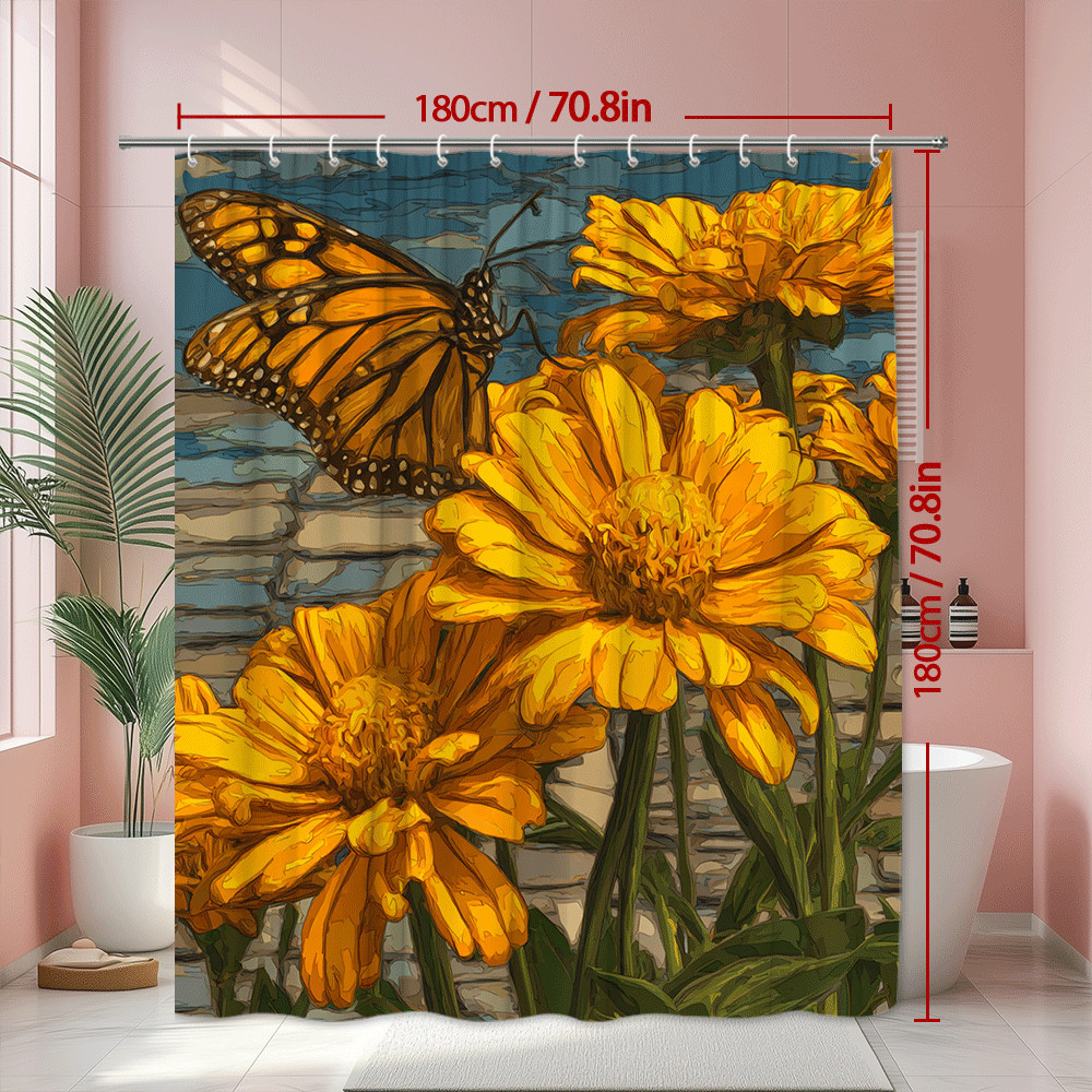 Custom Printed Bath Curtain — custom printed polyester bath curtain detail view