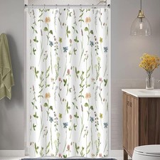 Small Stall Floral Shower Curtain 36Wx72H Inch Half Rv Wildflower Rustic Bota... — custom printed polyester bath curtain