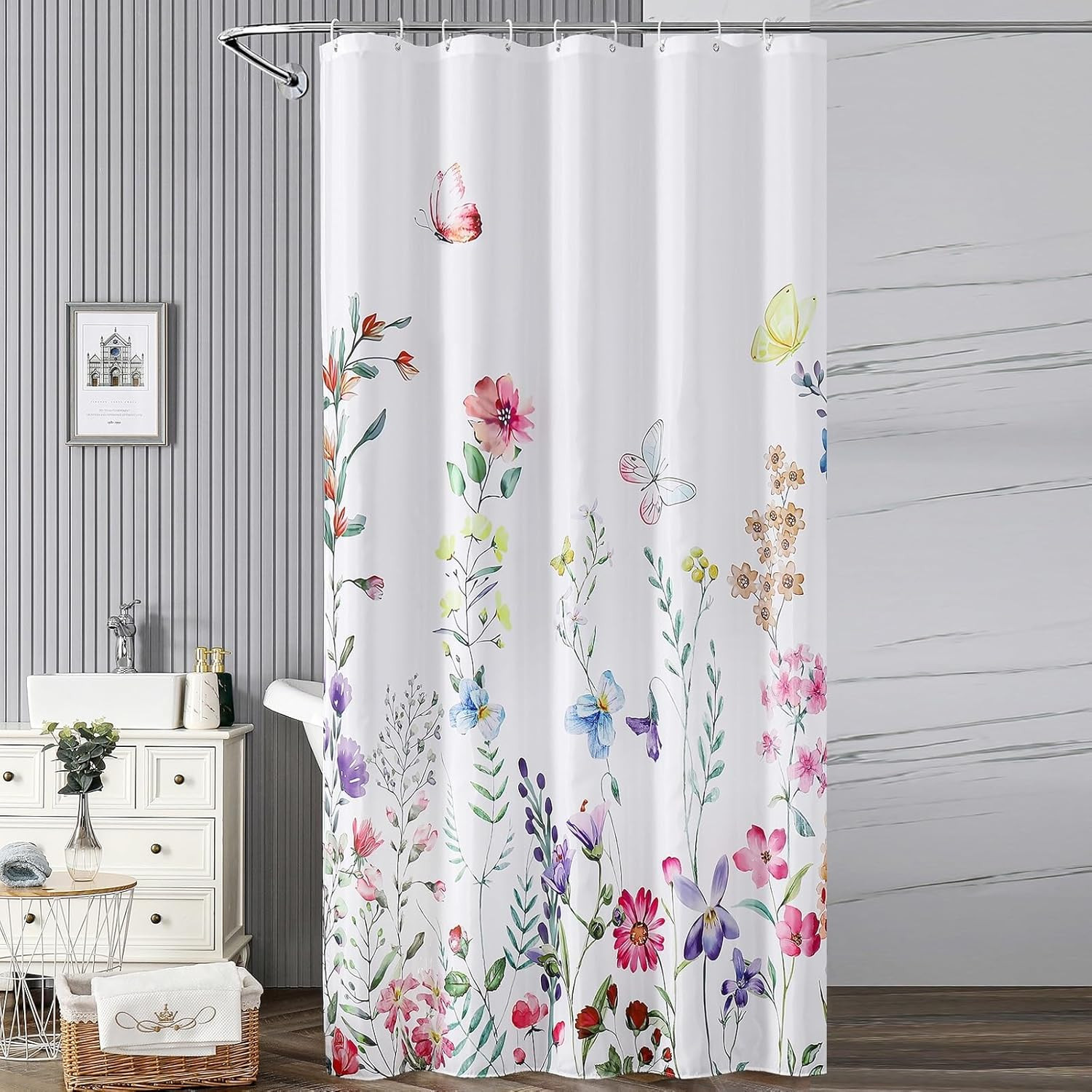 Custom Printed Bath Curtain — custom printed polyester bath curtain