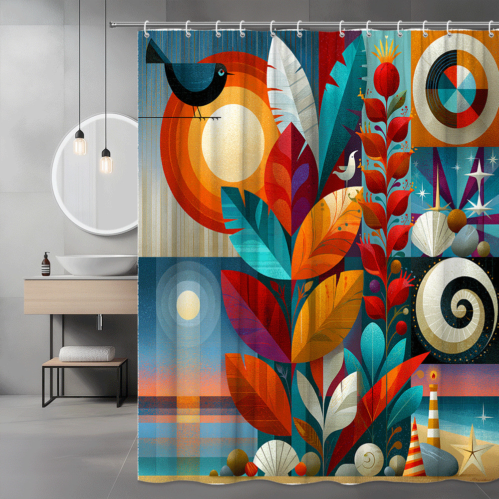 Custom Printed Bath Curtain — custom printed polyester bath curtain
