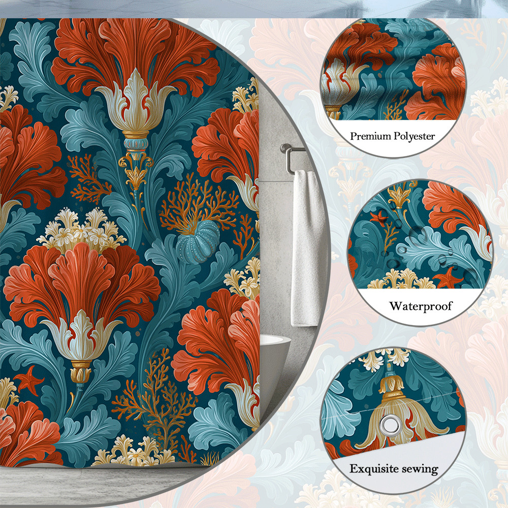Custom Printed Bath Curtain — custom printed polyester bath curtain detail view