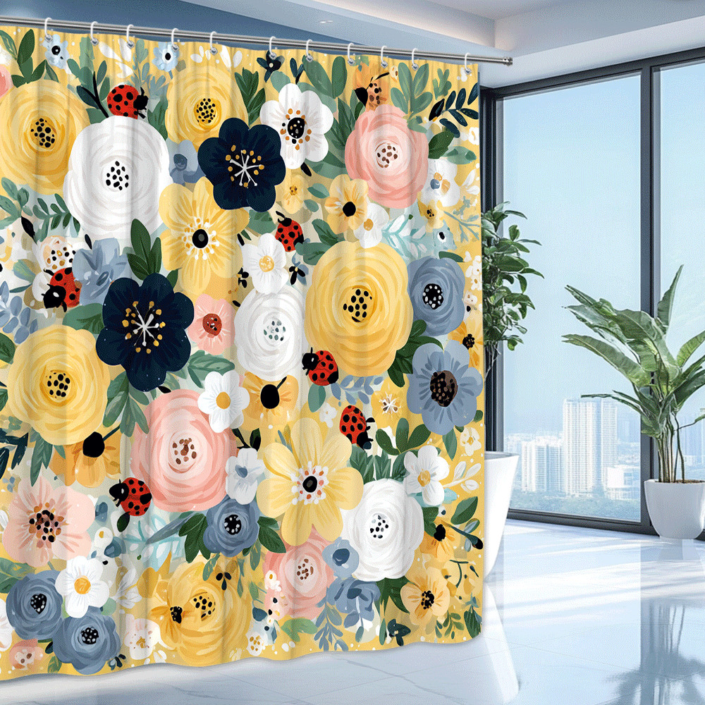 Custom Printed Bath Curtain — custom printed polyester bath curtain detail view