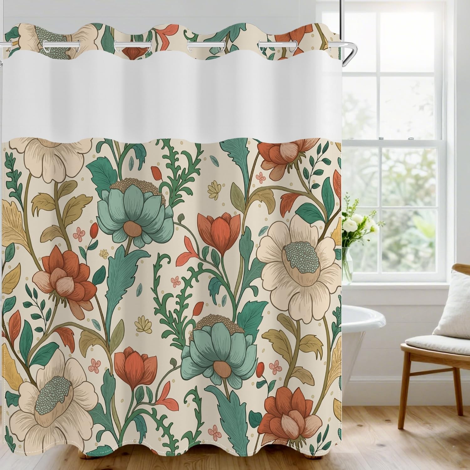 Custom Printed Bath Curtain — custom printed polyester bath curtain detail view