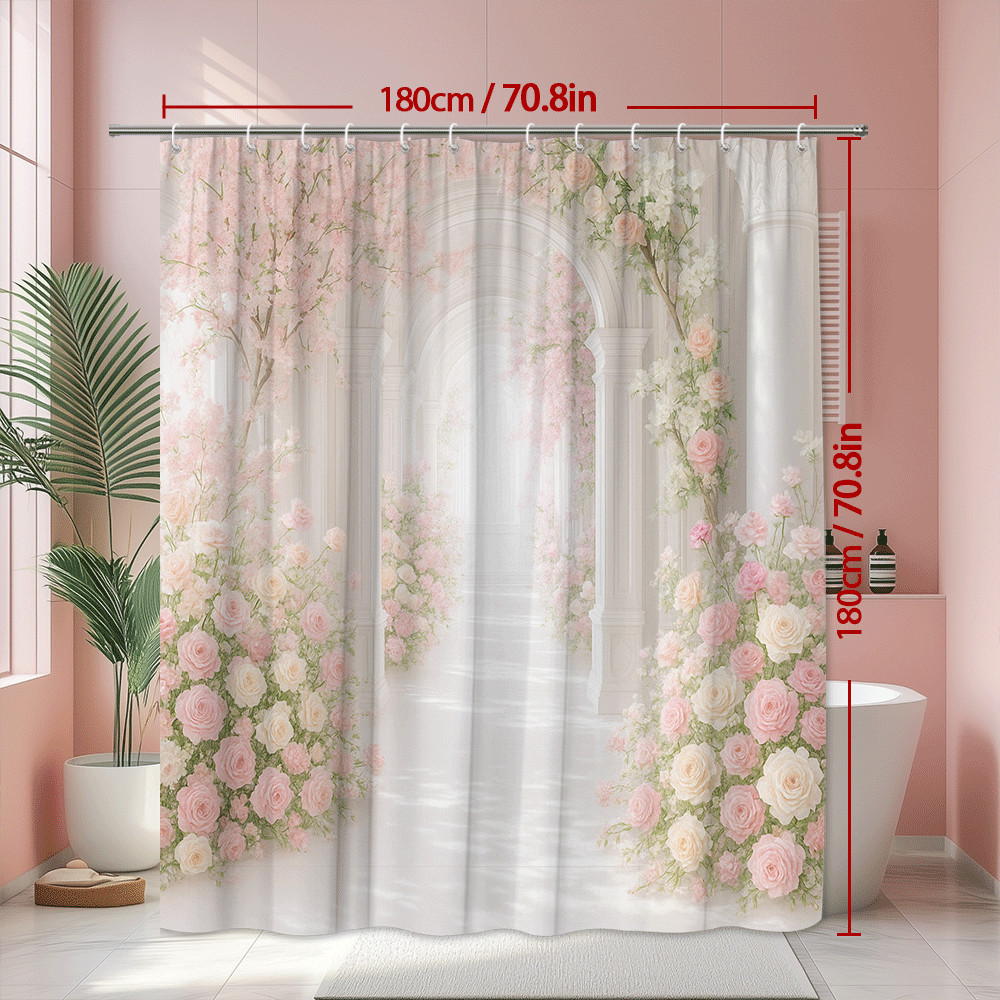 Custom Printed Bath Curtain — custom printed polyester bath curtain detail view