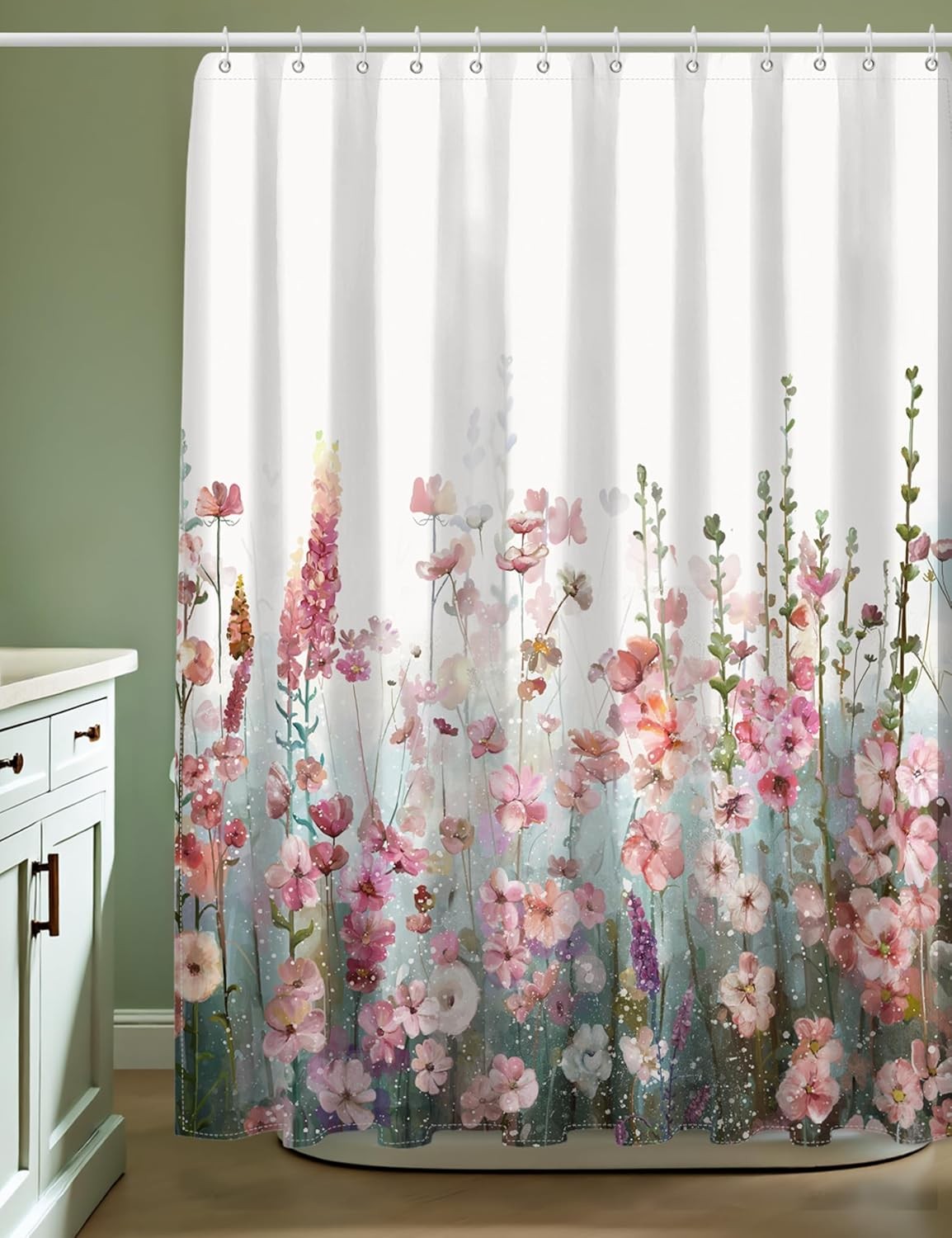 Custom Printed Bath Curtain — custom printed polyester bath curtain detail view