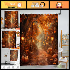 Autumn Pumpkins Shower Curtain - 72x72" Waterproof Bathroom Decor for Fall & Hal — custom printed polyester bath curtain