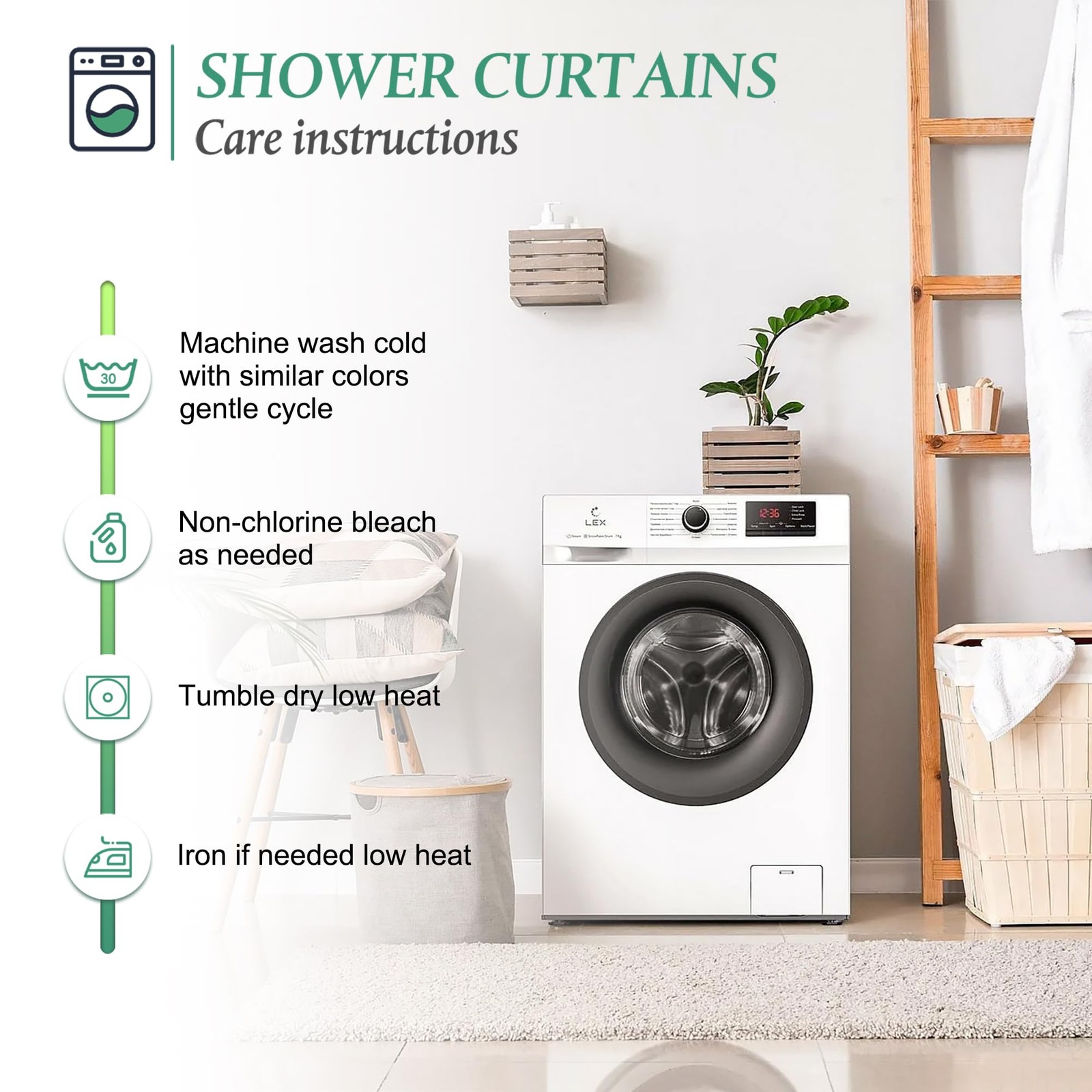Custom Printed Bath Curtain — custom printed polyester bath curtain detail view