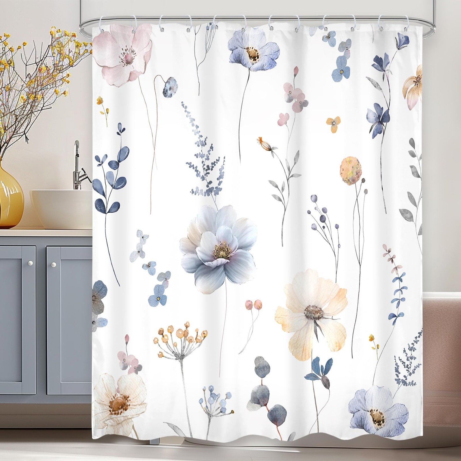 Custom Printed Bath Curtain — custom printed polyester bath curtain detail view