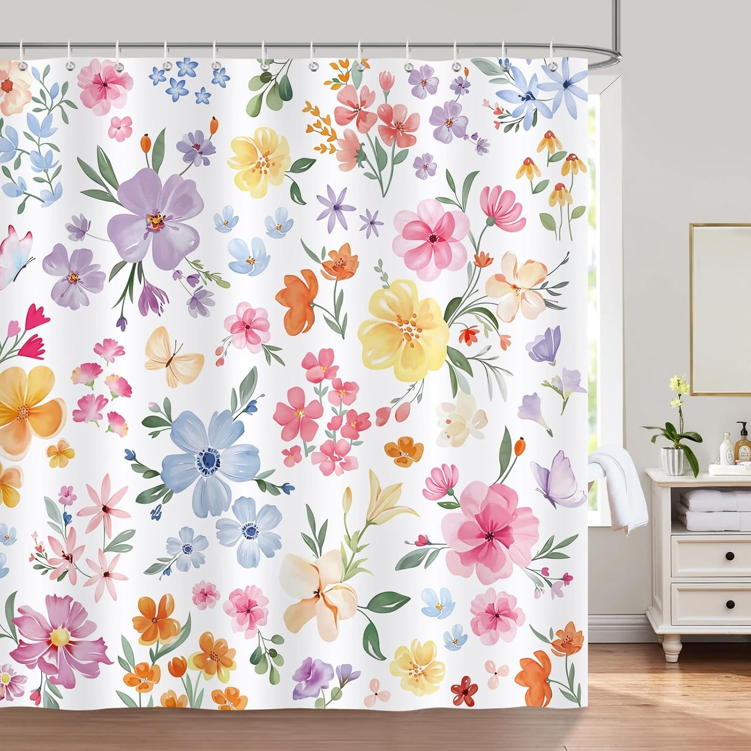 Custom Printed Bath Curtain — custom printed polyester bath curtain detail view