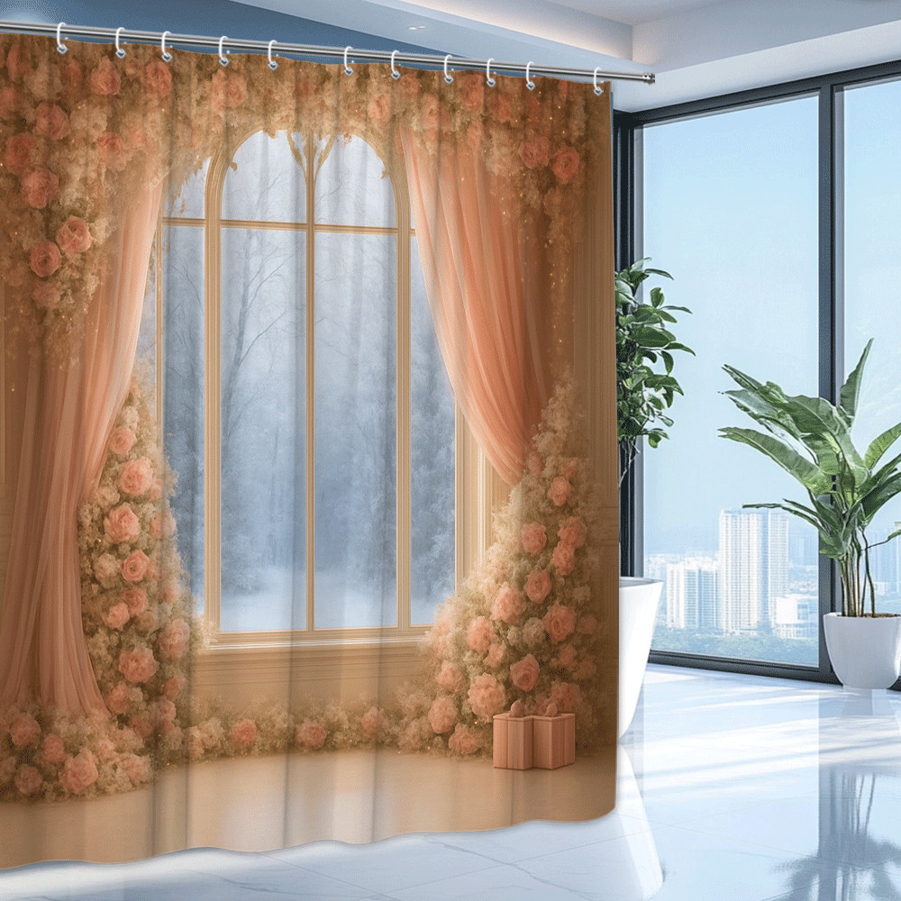 Custom Printed Bath Curtain — custom printed polyester bath curtain detail view