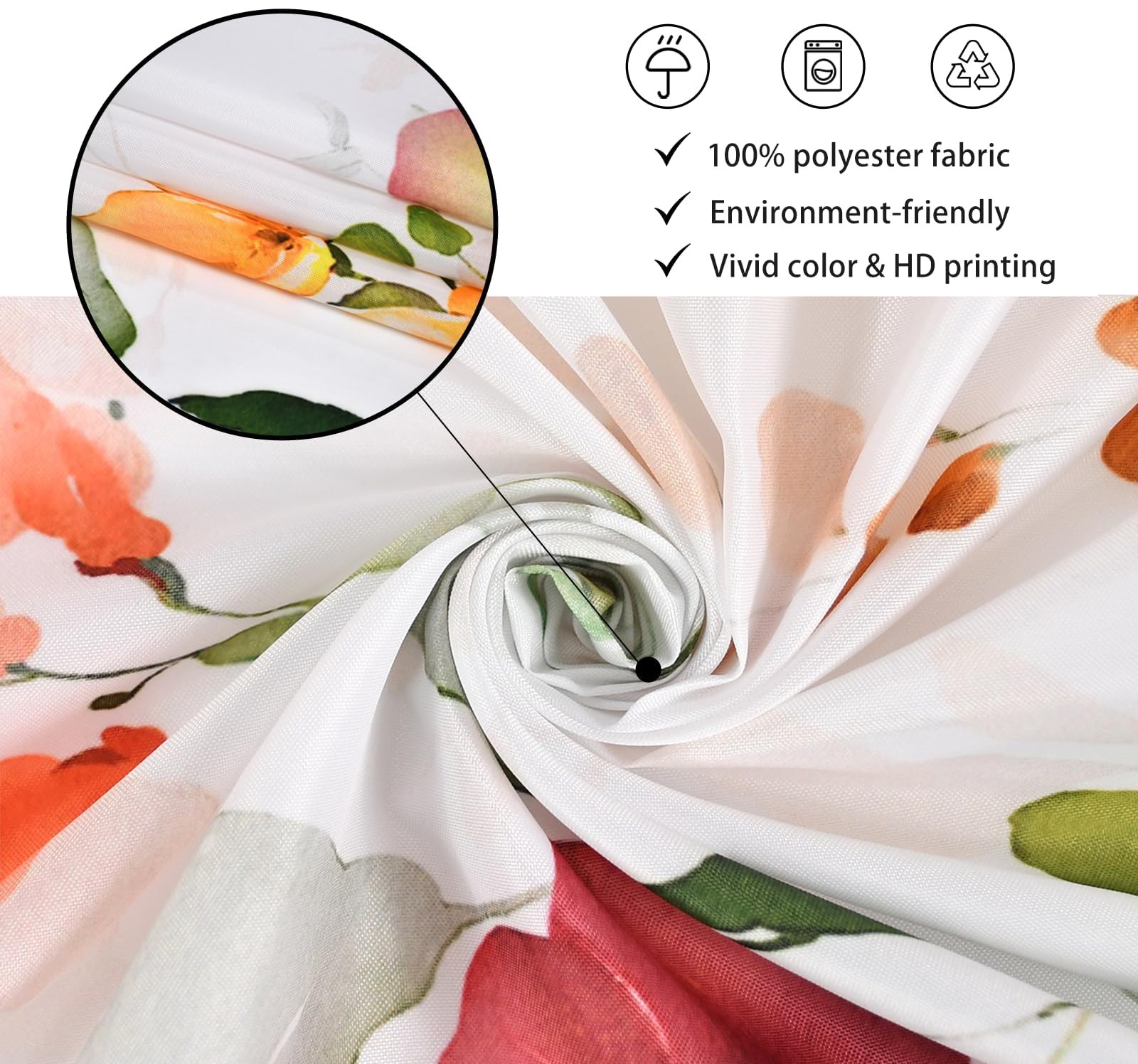Custom Printed Bath Curtain — custom printed polyester bath curtain detail view