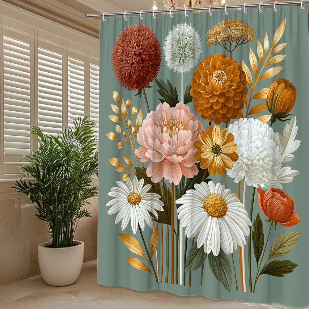 Custom Printed Bath Curtain — custom printed polyester bath curtain detail view