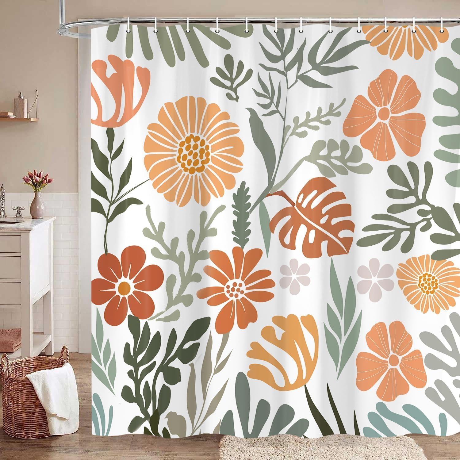 Custom Printed Bath Curtain — custom printed polyester bath curtain detail view