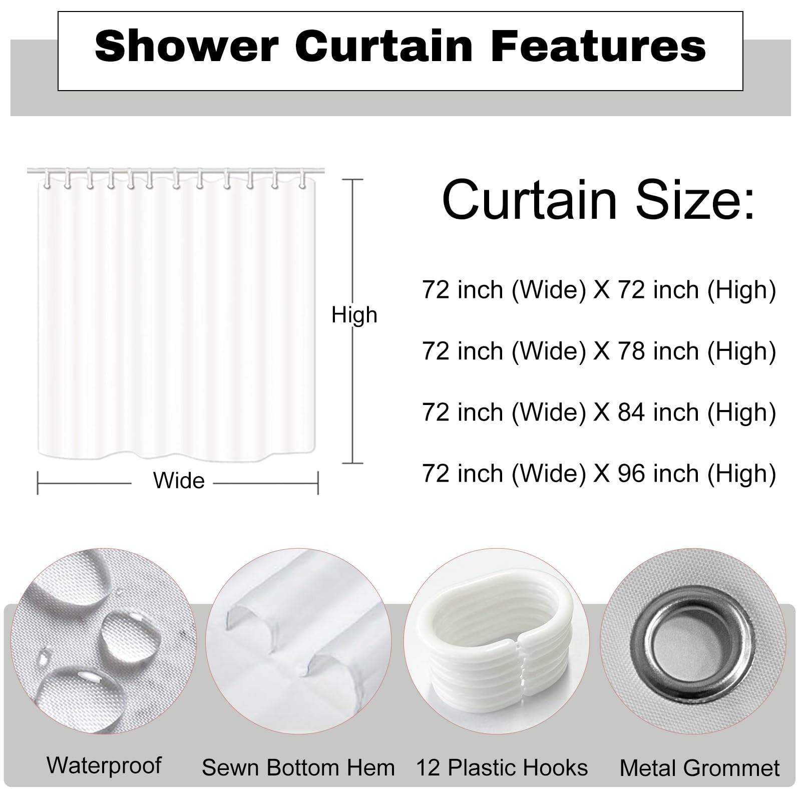Custom Printed Bath Curtain — custom printed polyester bath curtain detail view