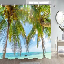 3D Large Summer Tranquil Sea Shower Curtain Bathroom Waterproof Curtains Decor — custom printed polyester bath curtain