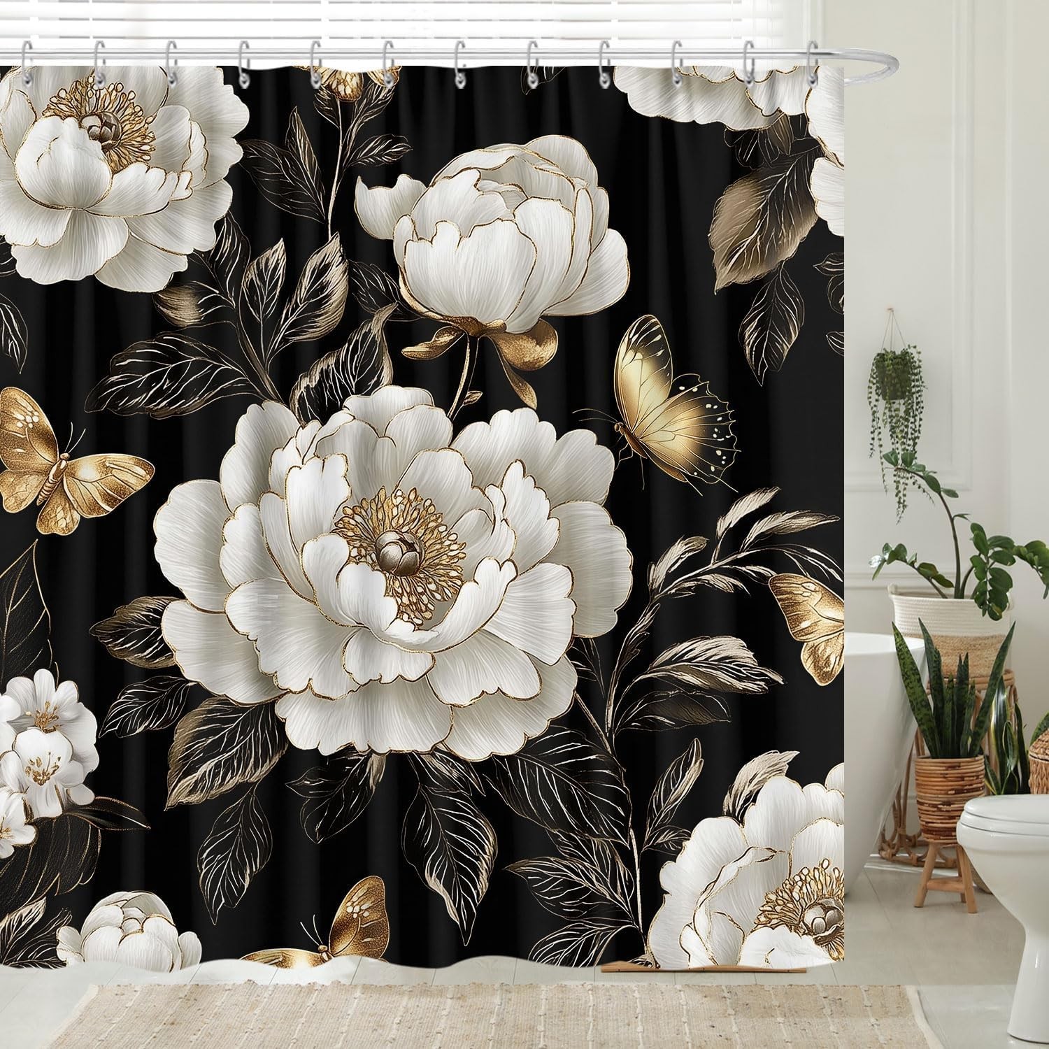 Custom Printed Bath Curtain — custom printed polyester bath curtain detail view