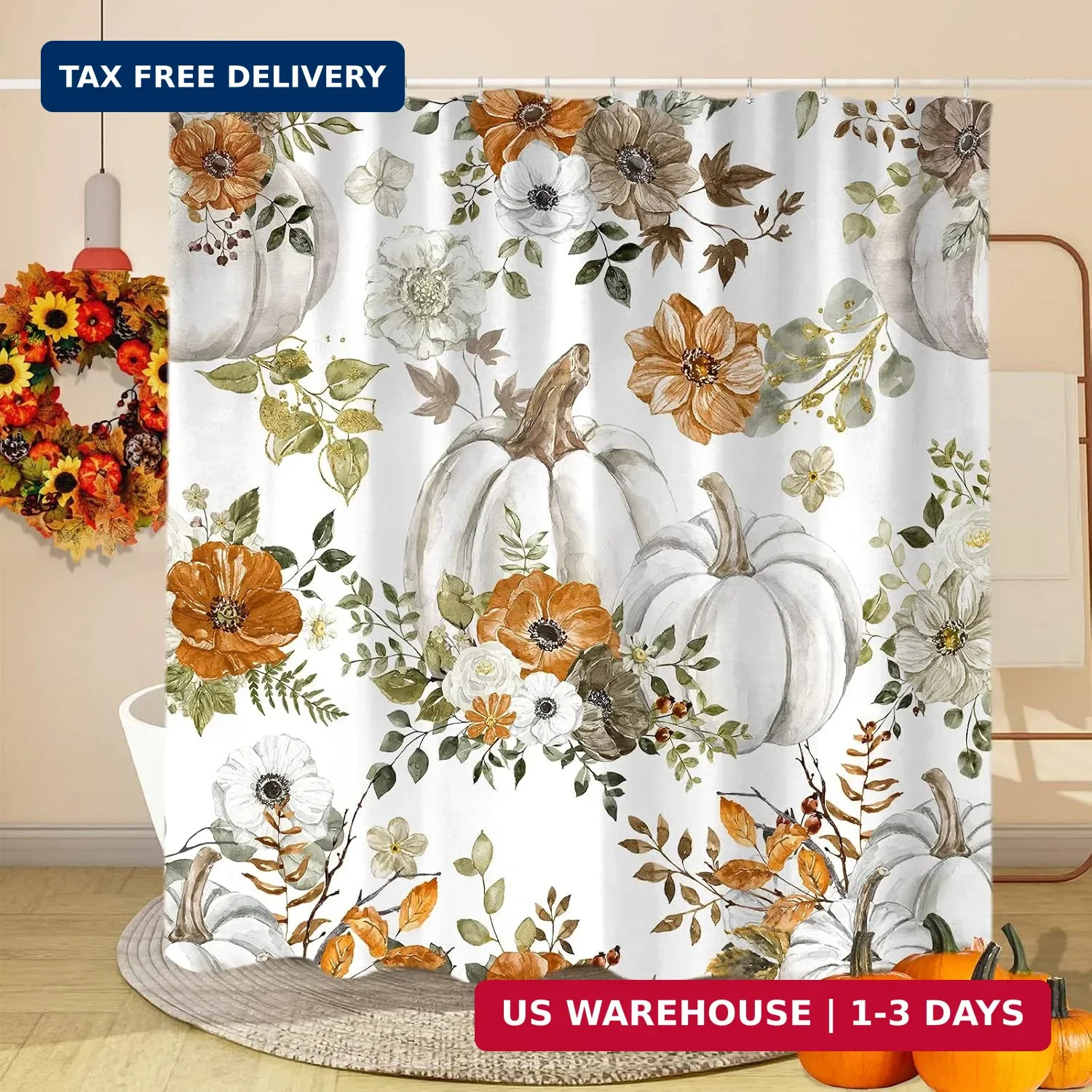 Custom Printed Bath Curtain — custom printed polyester bath curtain detail view