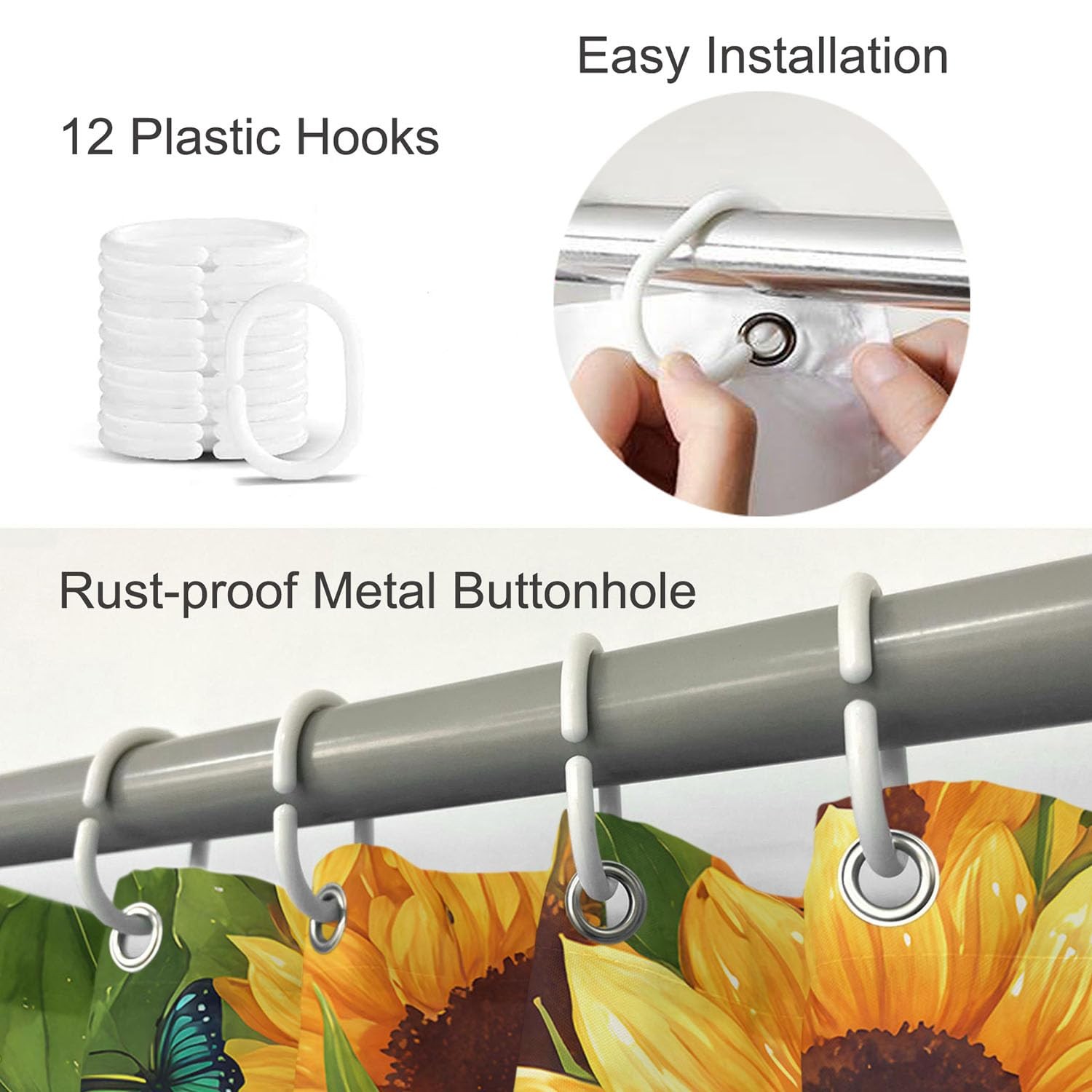 Custom Printed Bath Curtain — custom printed polyester bath curtain detail view