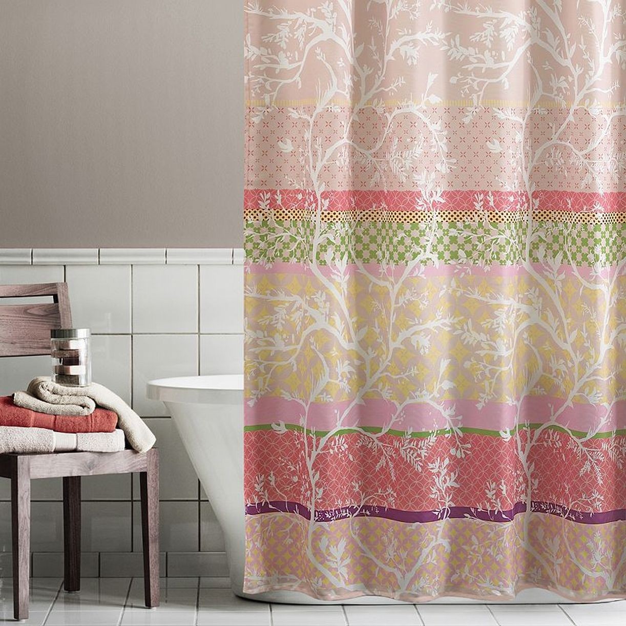 Custom Printed Bath Curtain — custom printed polyester bath curtain