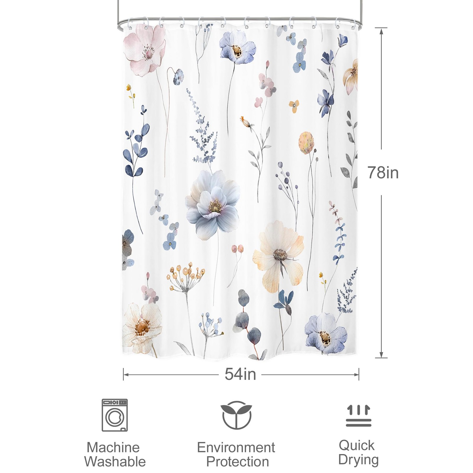 Custom Printed Bath Curtain — custom printed polyester bath curtain detail view