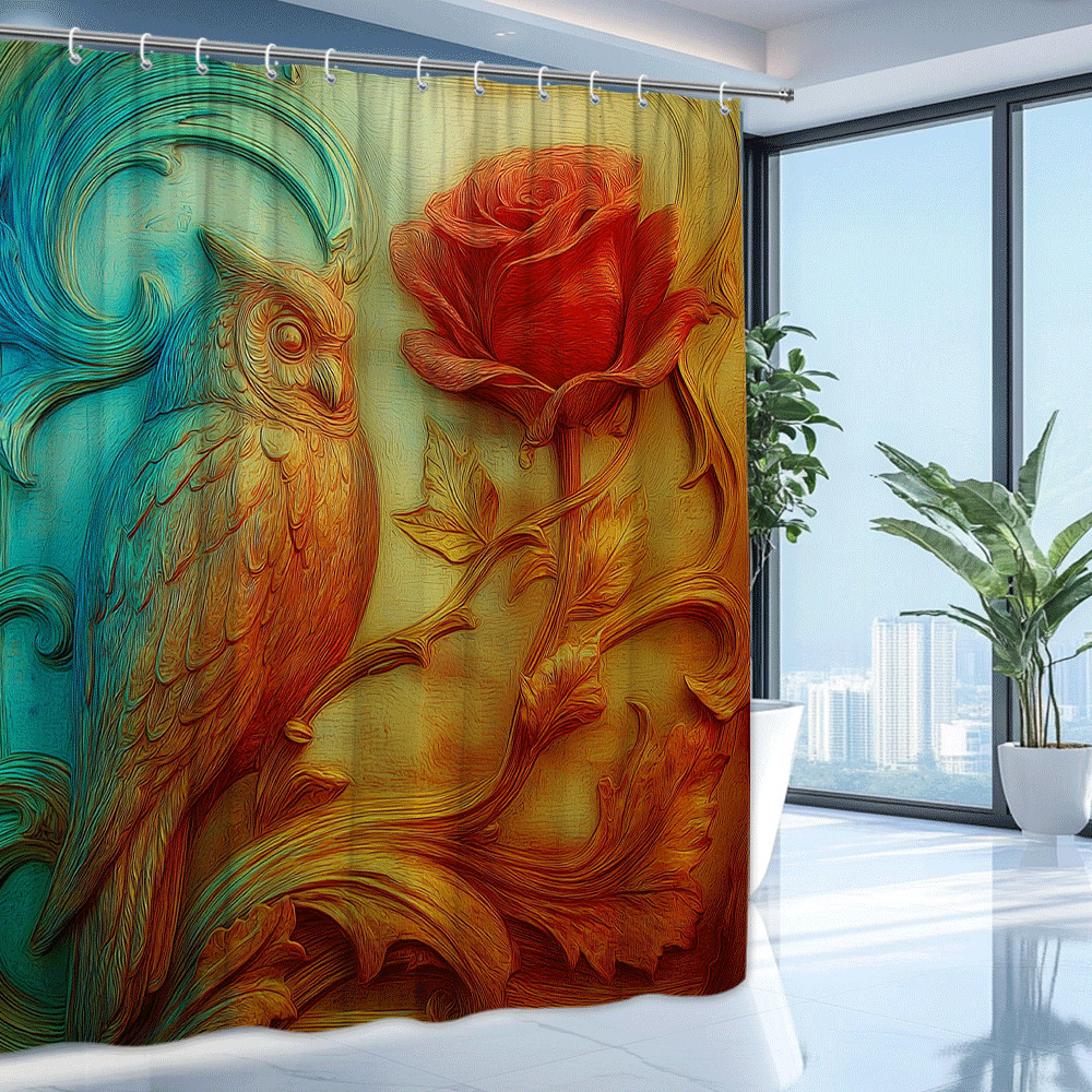Custom Printed Bath Curtain — custom printed polyester bath curtain detail view