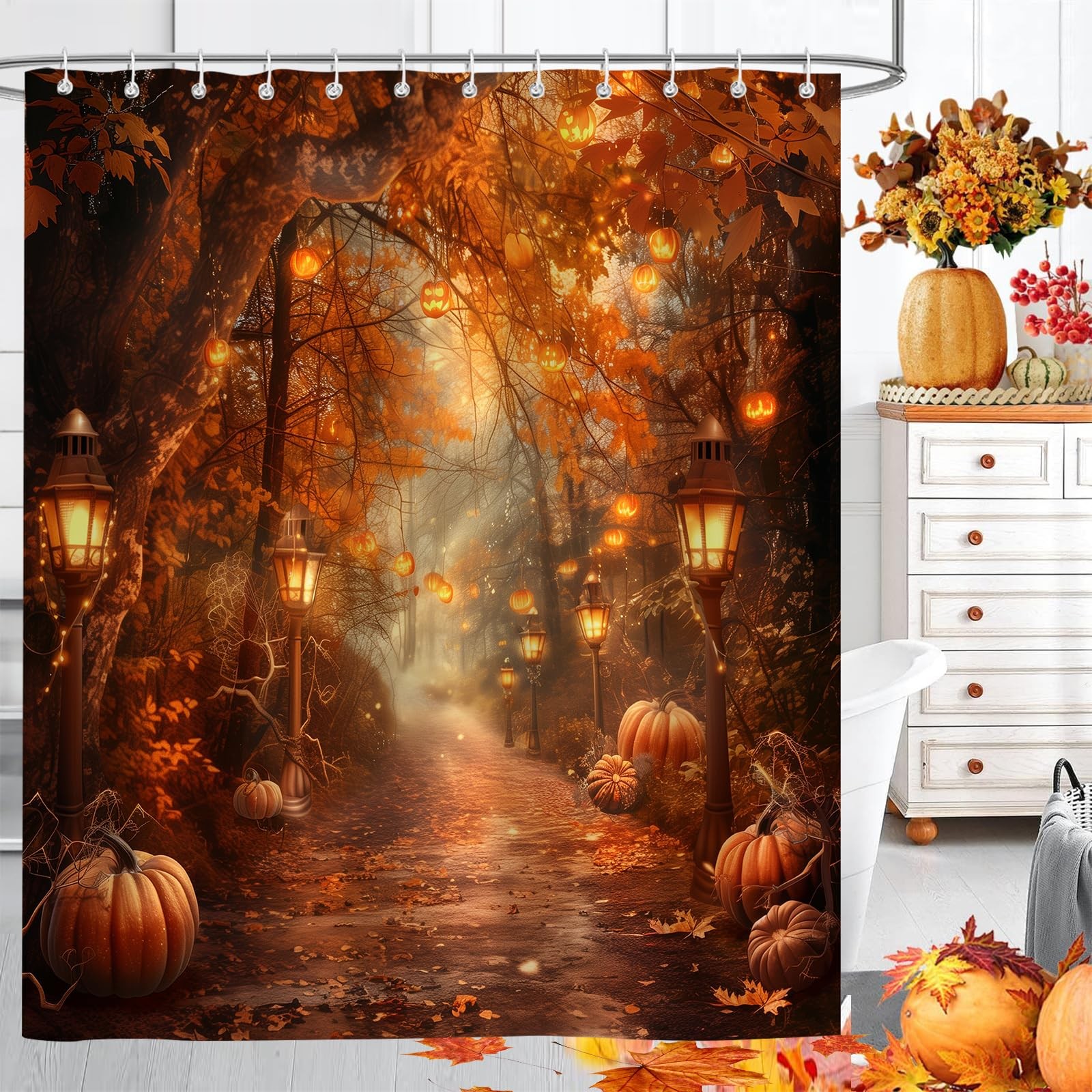 Custom Printed Bath Curtain — custom printed polyester bath curtain detail view