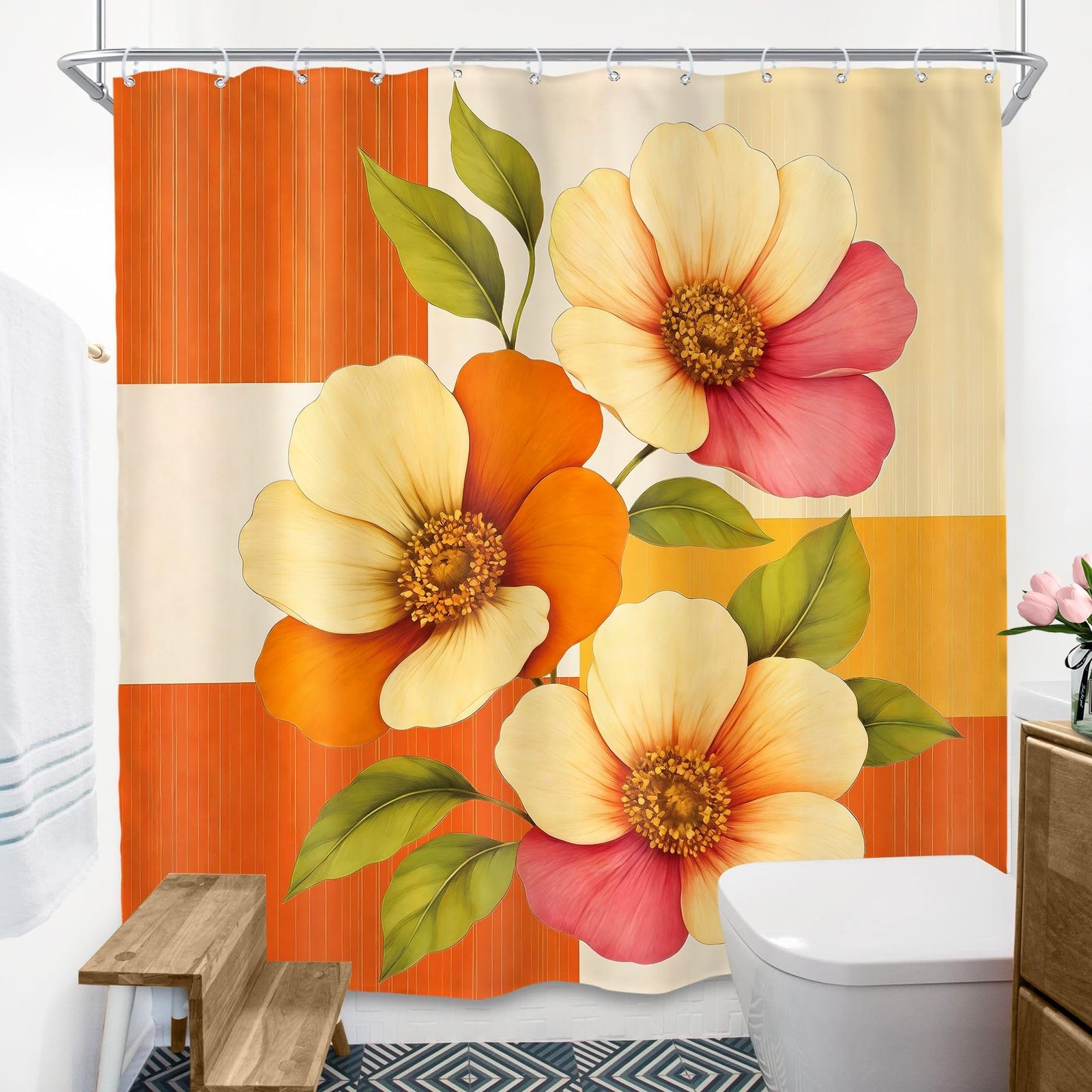 Custom Printed Bath Curtain — custom printed polyester bath curtain detail view