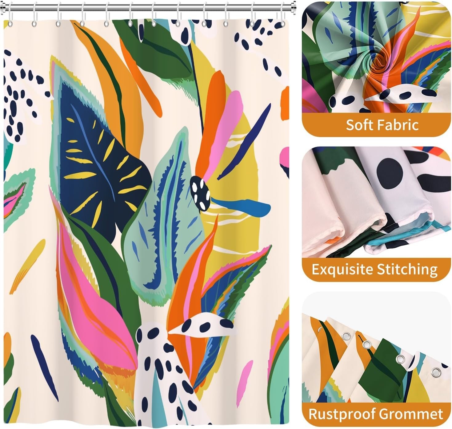 Custom Printed Bath Curtain — custom printed polyester bath curtain detail view