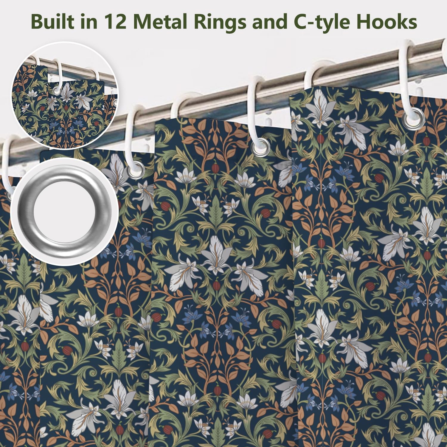 Custom Printed Bath Curtain — custom printed polyester bath curtain detail view