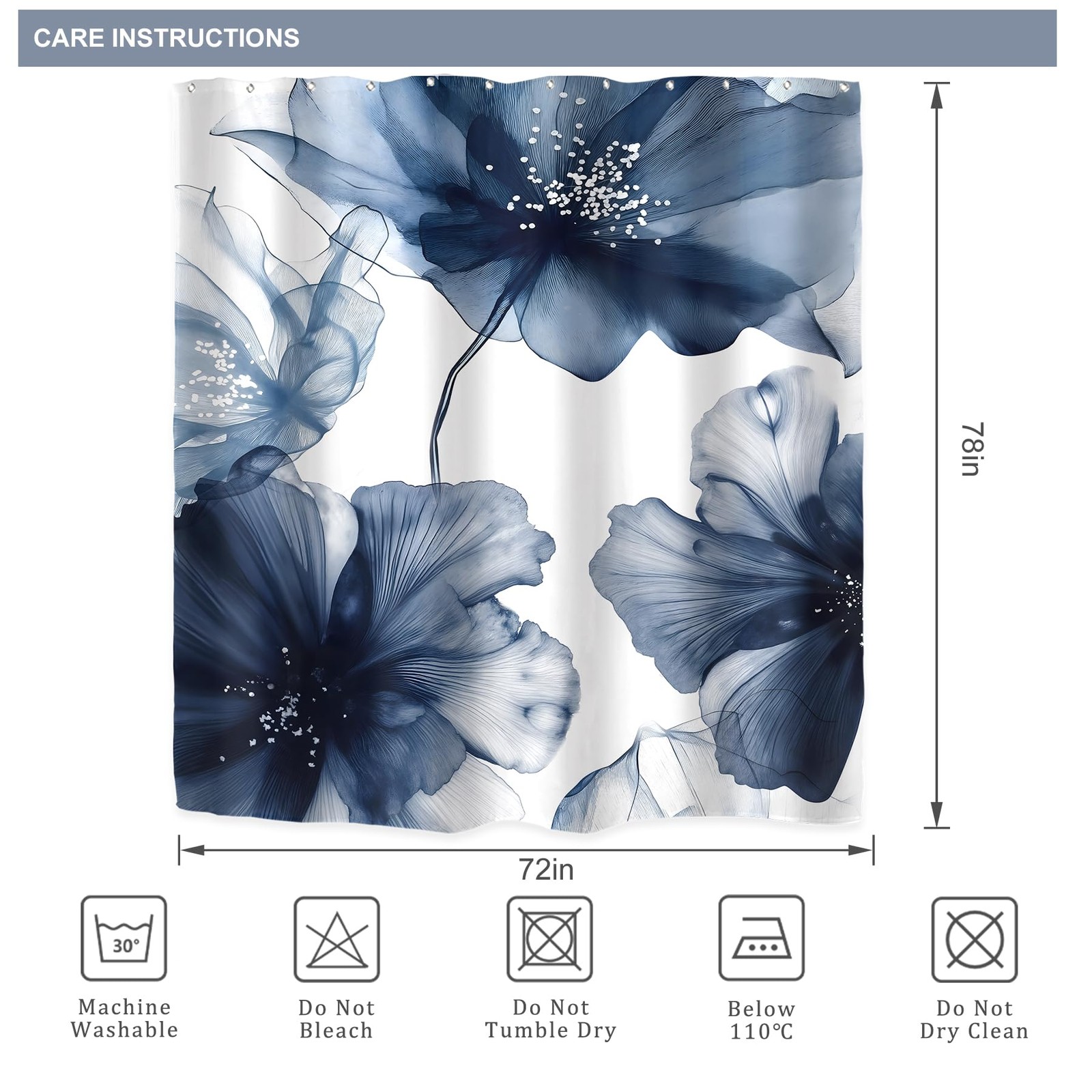 Custom Printed Bath Curtain — custom printed polyester bath curtain detail view