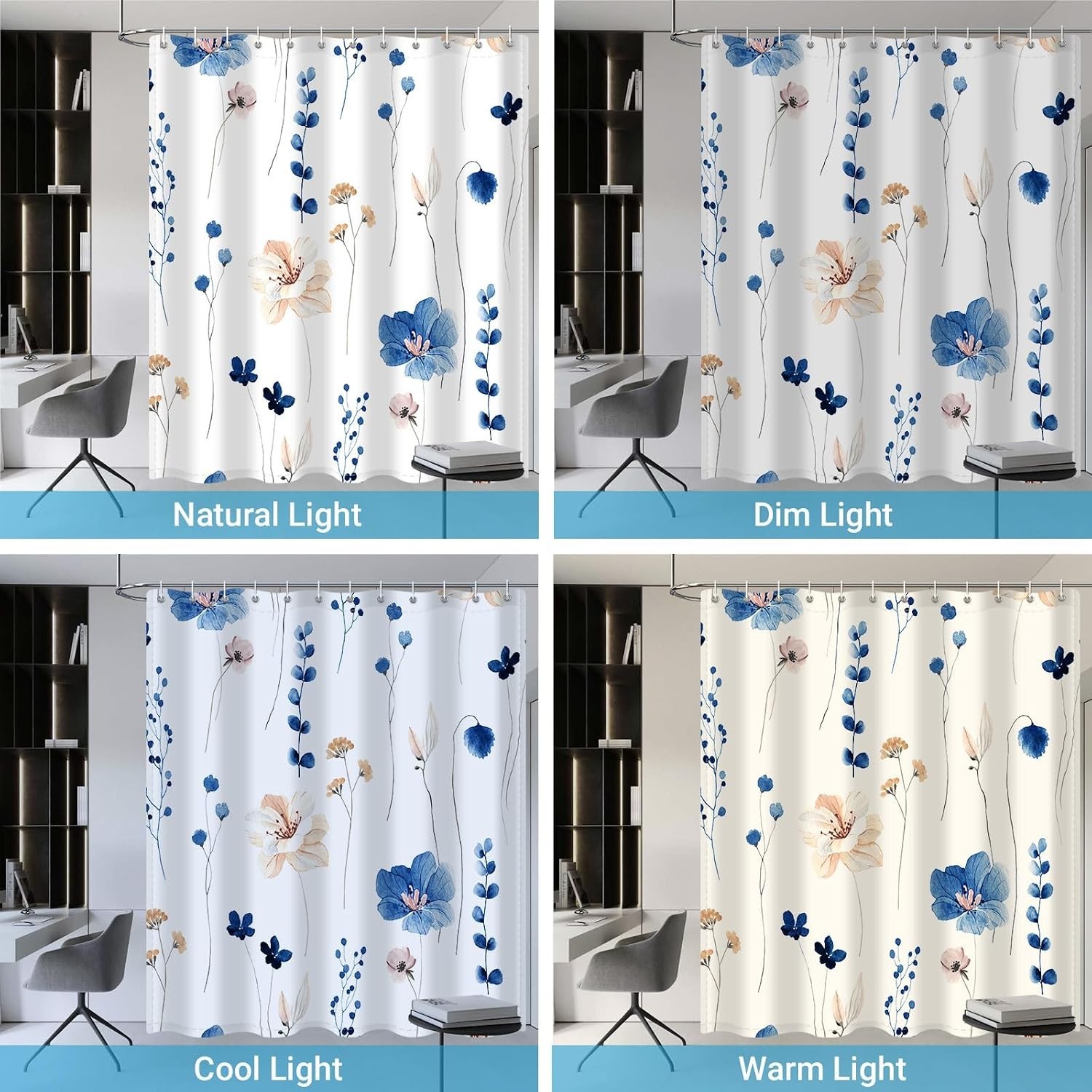 Custom Printed Bath Curtain — custom printed polyester bath curtain detail view