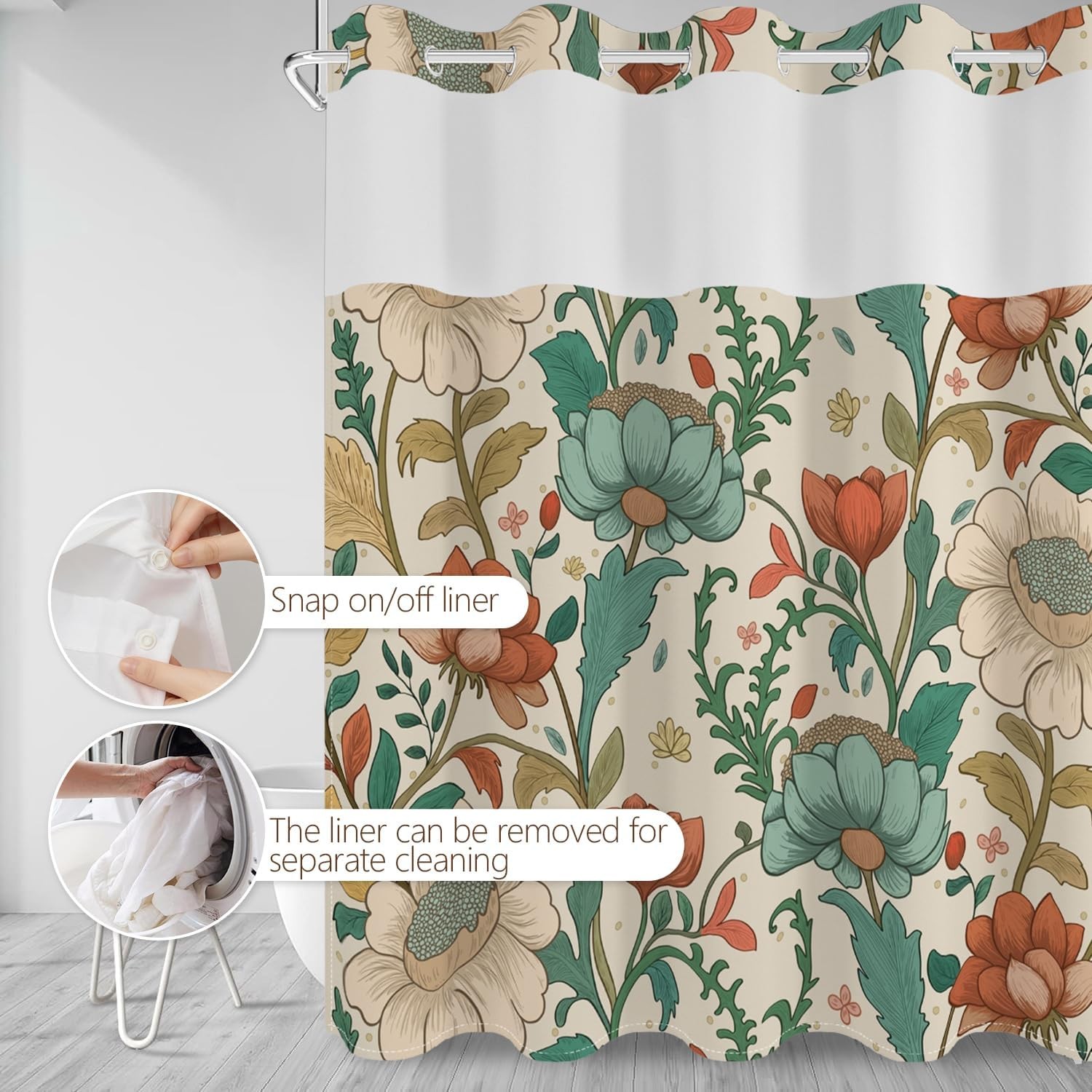 Custom Printed Bath Curtain — custom printed polyester bath curtain detail view