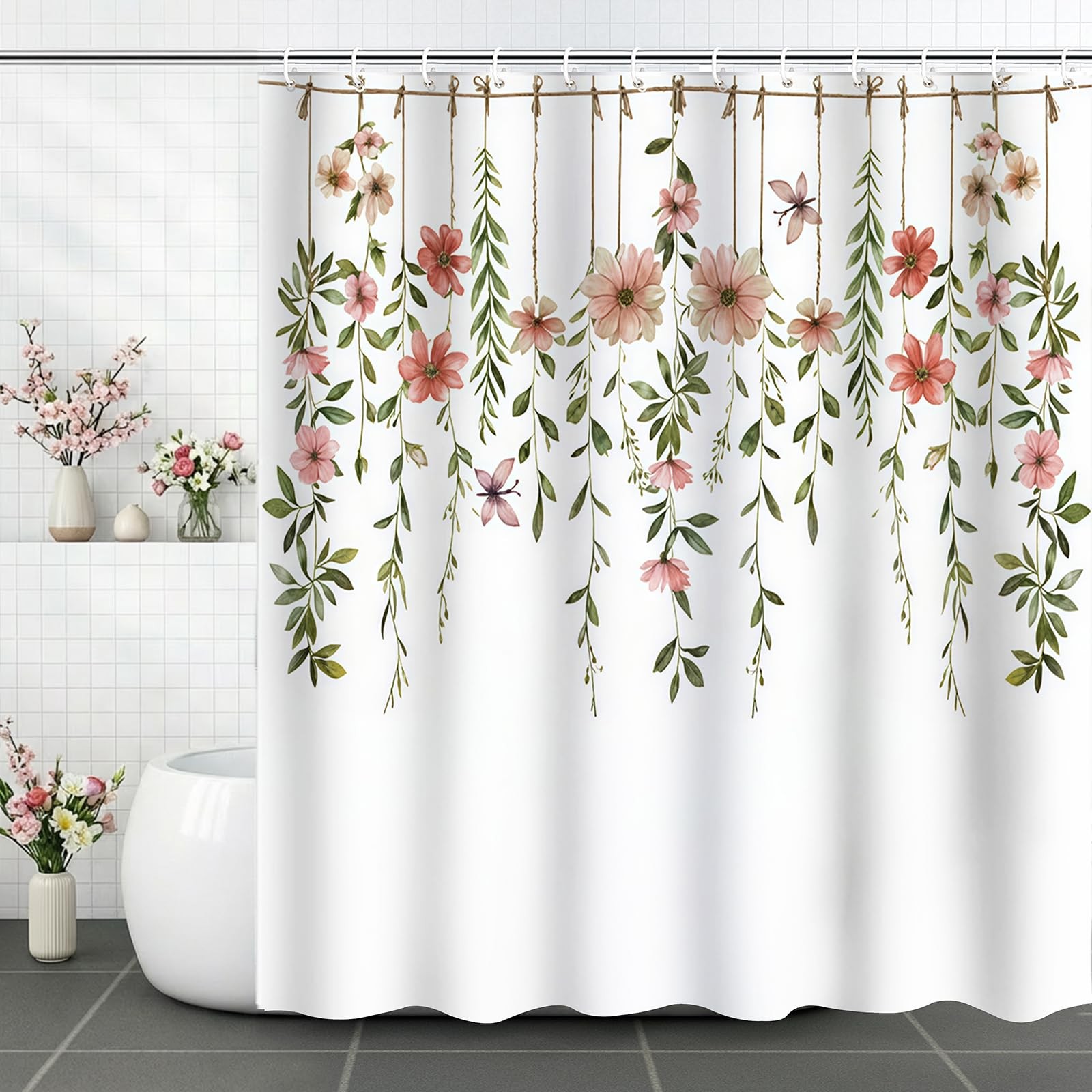 Custom Printed Bath Curtain — custom printed polyester bath curtain detail view