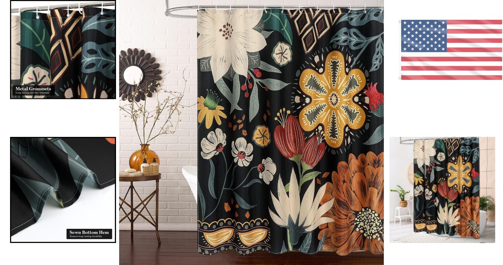 Custom Printed Bath Curtain — custom printed polyester bath curtain detail view