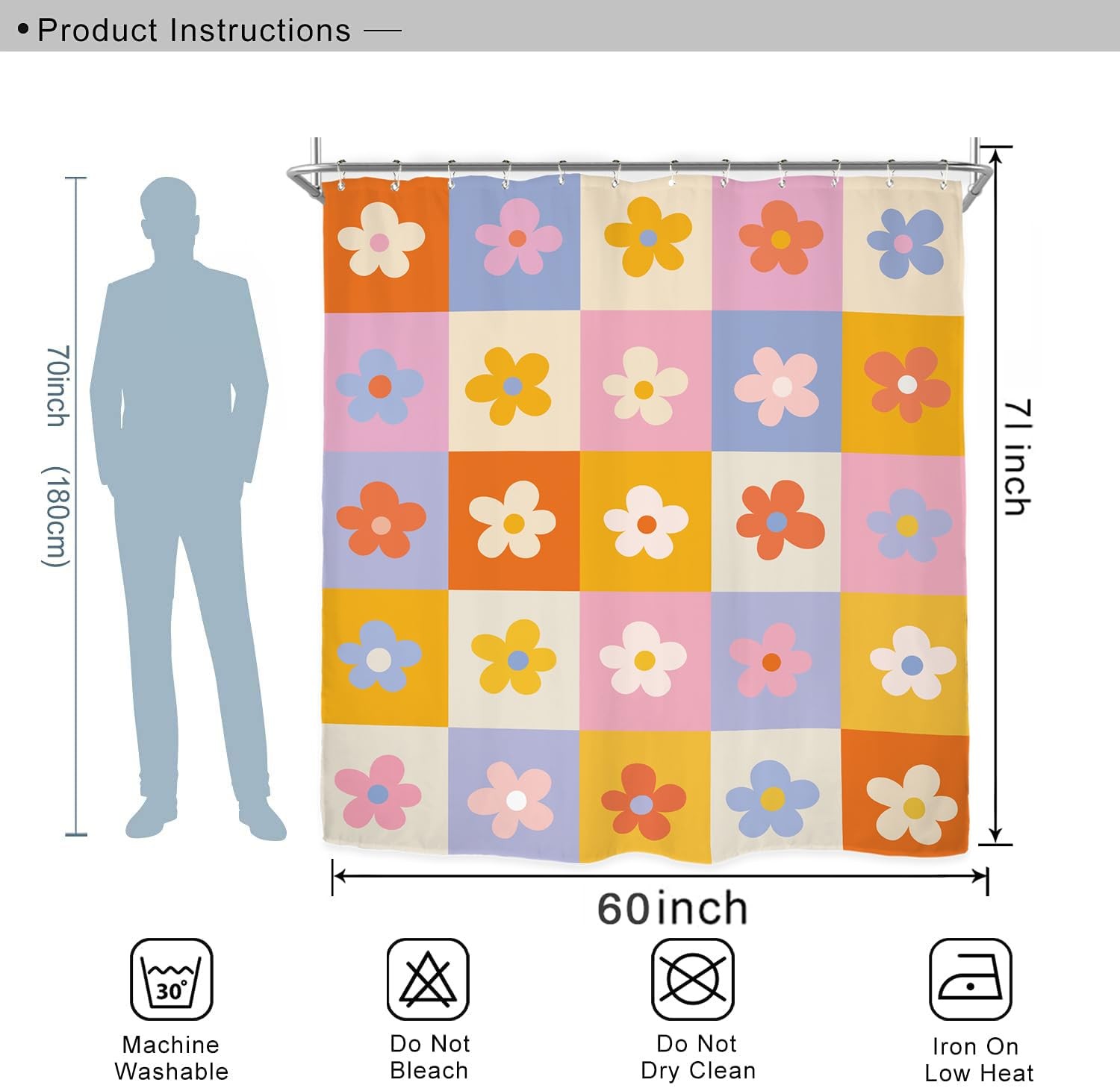 Custom Printed Bath Curtain — custom printed polyester bath curtain detail view
