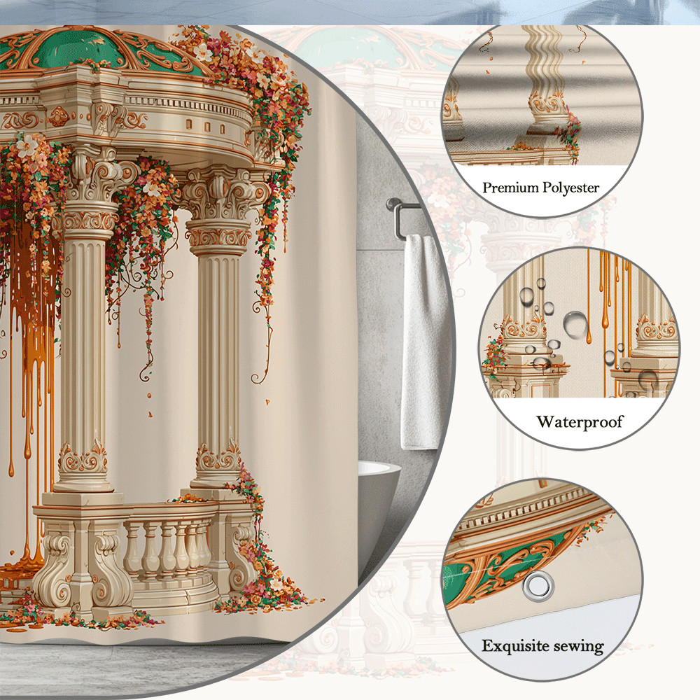 Custom Printed Bath Curtain — custom printed polyester bath curtain detail view