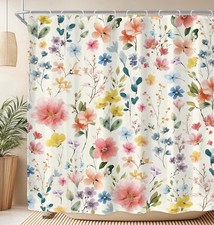 Cute Floral Shower Curtain for Bathroom Decor 72Wx72H — custom printed polyester bath curtain