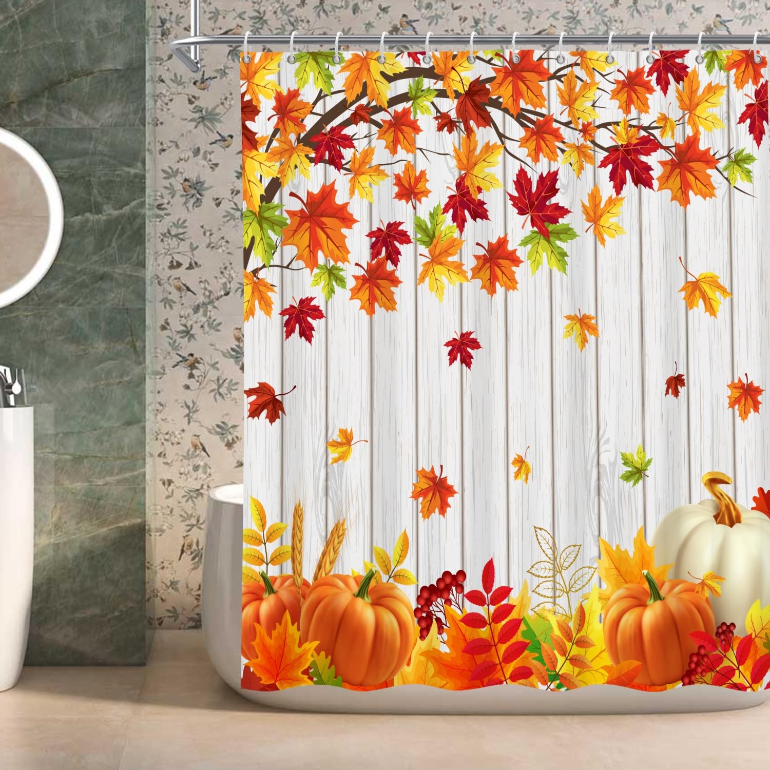 Custom Printed Bath Curtain — custom printed polyester bath curtain detail view