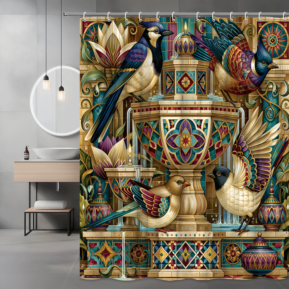 Custom Printed Bath Curtain — custom printed polyester bath curtain