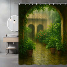 Elegant Botanical Shower Curtain for a Fresh Bathroom Look — custom printed polyester bath curtain