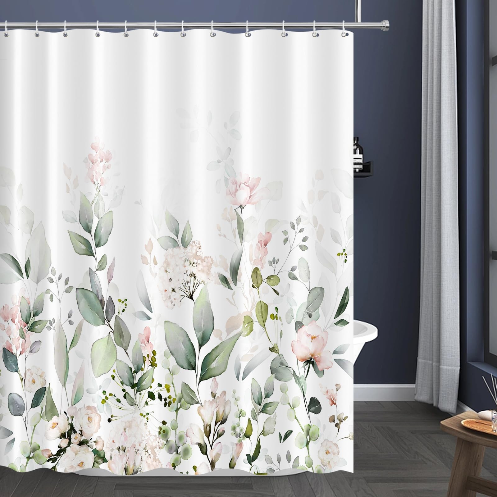Custom Printed Bath Curtain — custom printed polyester bath curtain detail view