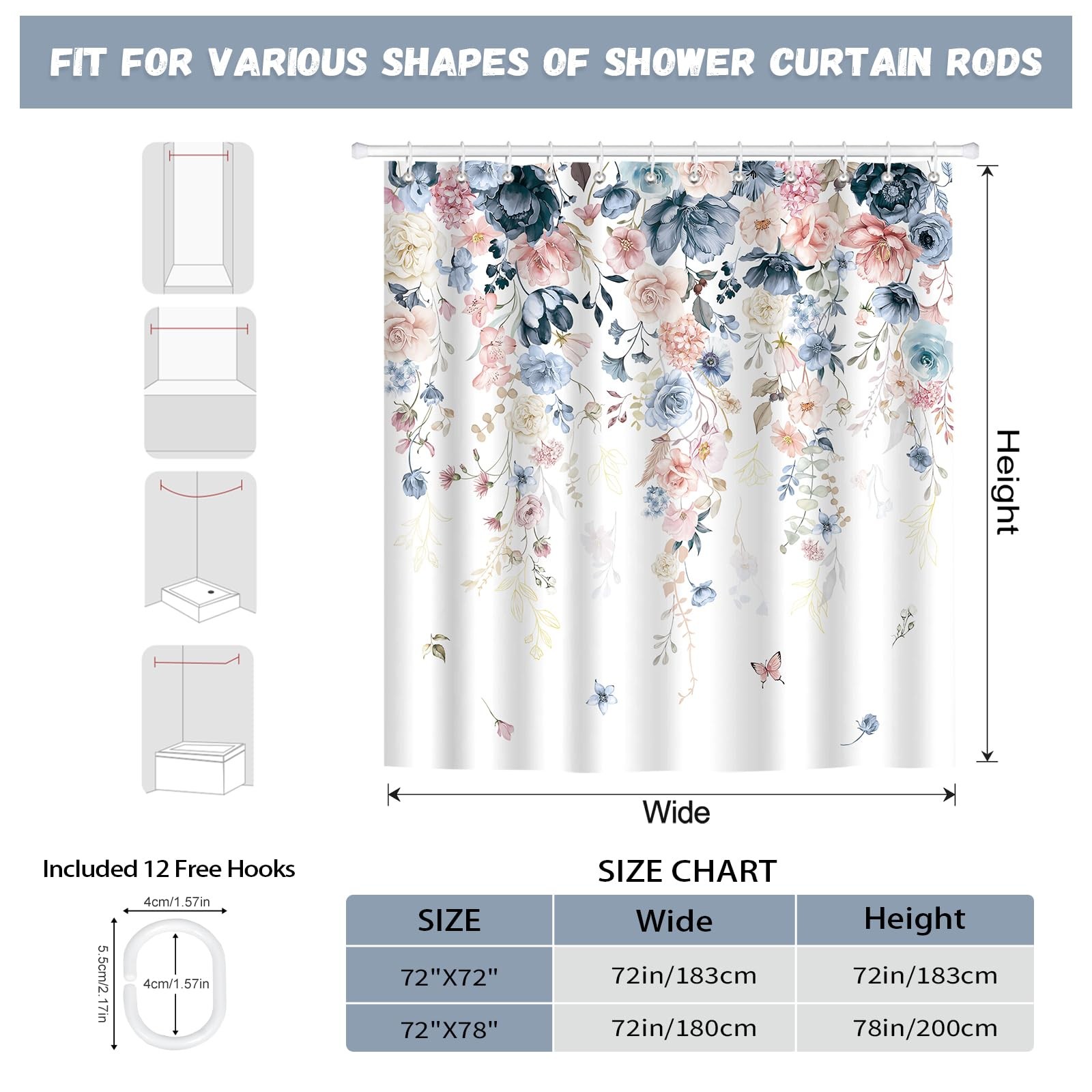 Custom Printed Bath Curtain — custom printed polyester bath curtain detail view