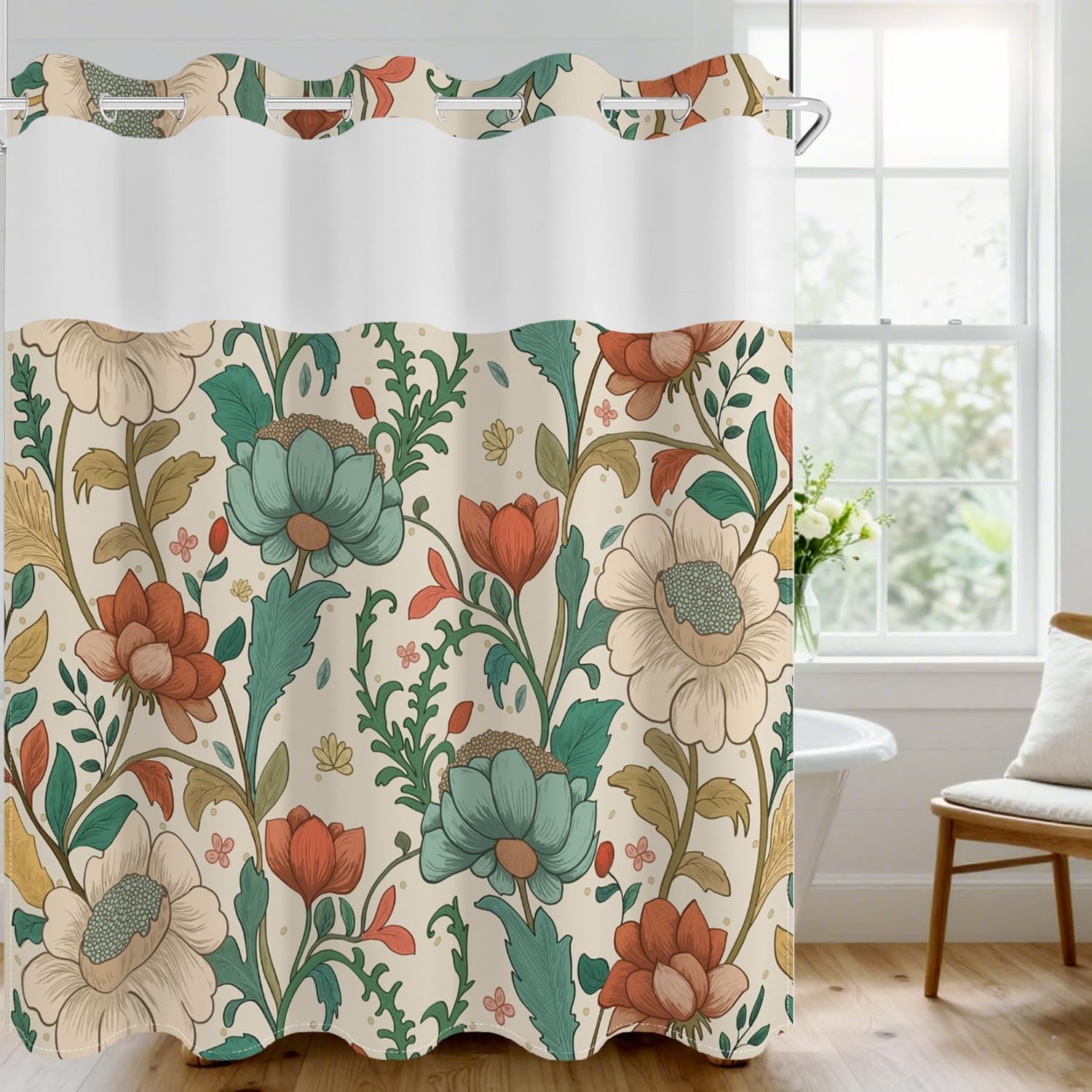 Custom Printed Bath Curtain — custom printed polyester bath curtain detail view