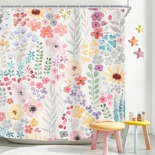 Cute floral colorful shower curtain, size 72x72 inches. — custom printed polyester bath curtain