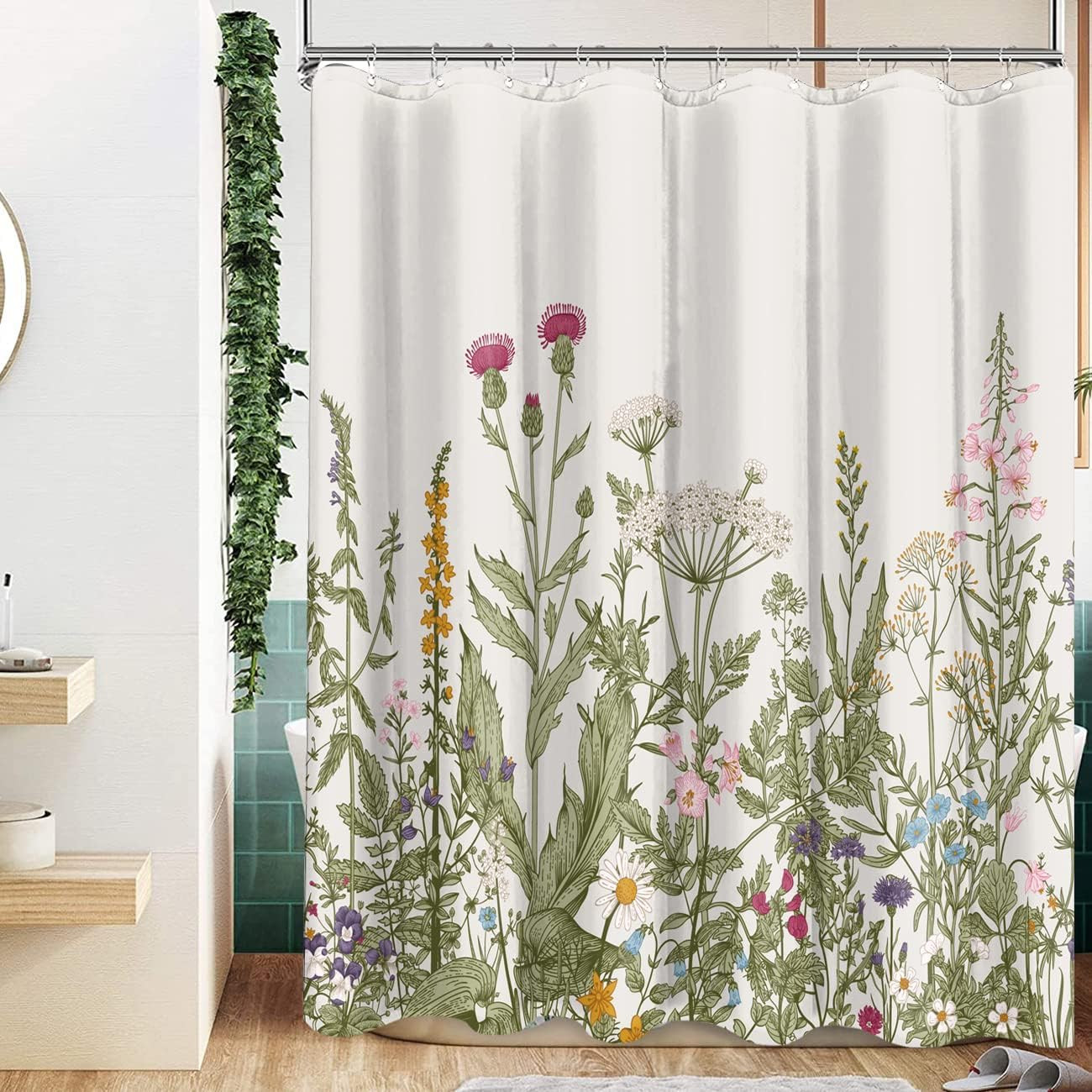 Custom Printed Bath Curtain — custom printed polyester bath curtain detail view
