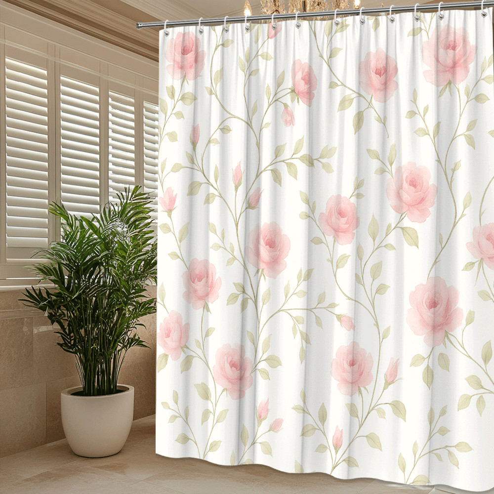 Custom Printed Bath Curtain — custom printed polyester bath curtain detail view