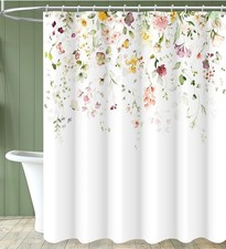Spring Flower Extra Long Shower Curtain, Floral Colorful Nature Machine Washa... — custom printed polyester bath curtain