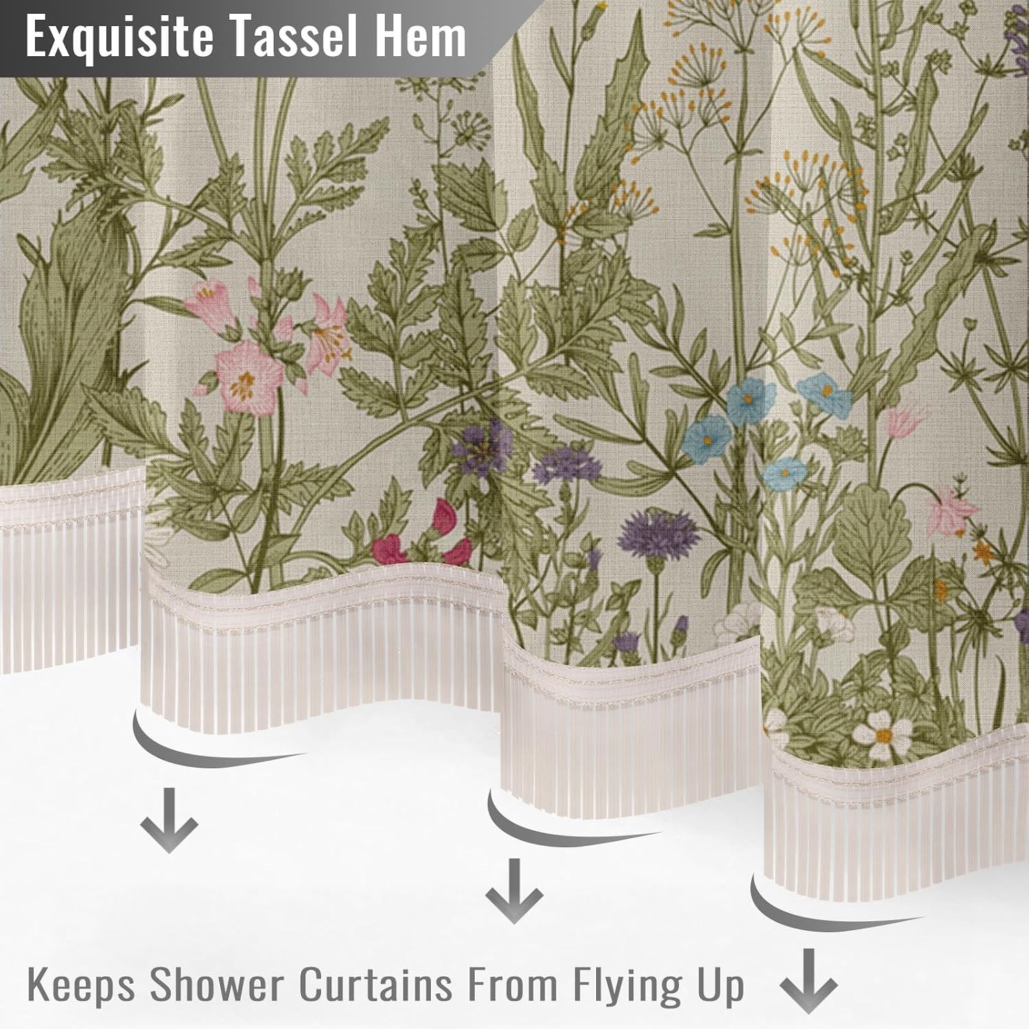 Custom Printed Bath Curtain — custom printed polyester bath curtain detail view